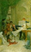 Carl Larsson omarbetat forslag till vaggmalningar i nationalmusei nedre trapphall oil painting on canvas